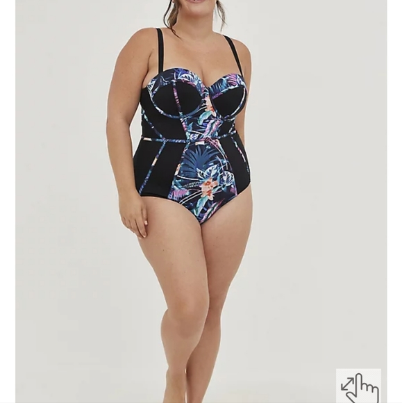 🔶SLIM FIX UNDERWIRE PIPING ONE PIECE SWIMSUIT - Picture 2 of 12